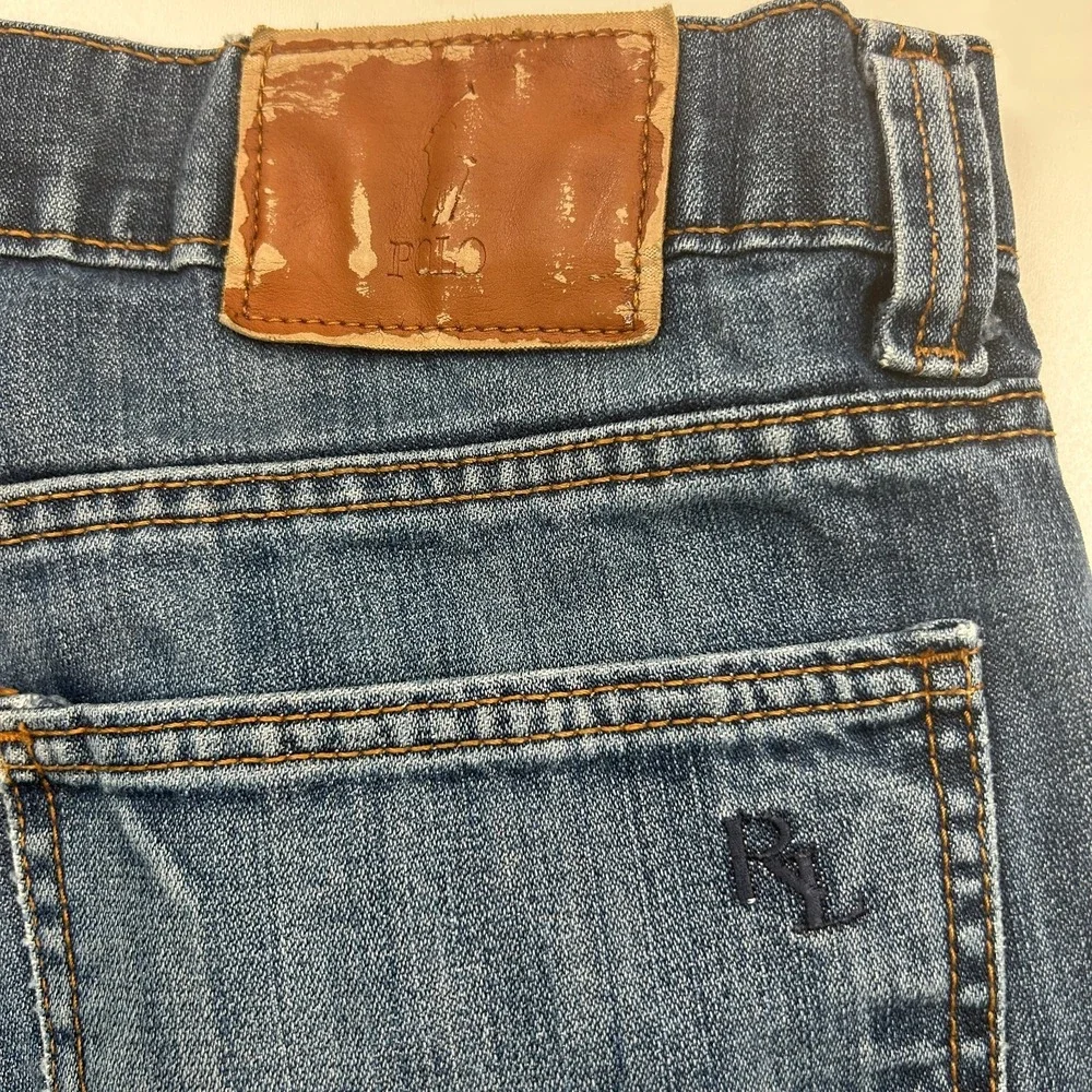 Polo Ralph Lauren Mens 34x28 Blue Denim Jeans Embroidered Pony Logo Straight Leg